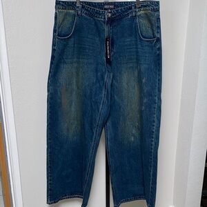 #DK274-Dolls Kill Current Mood Wide Leg Jeans - 1X